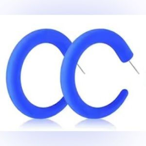 Royal Blue Trendy Acrylic C Hoop Earrings